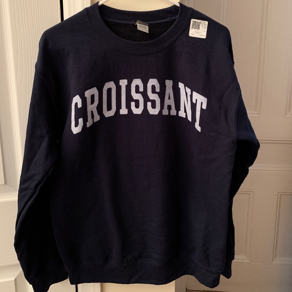 Croissant Sweatshirt (Navy Blue, Small)